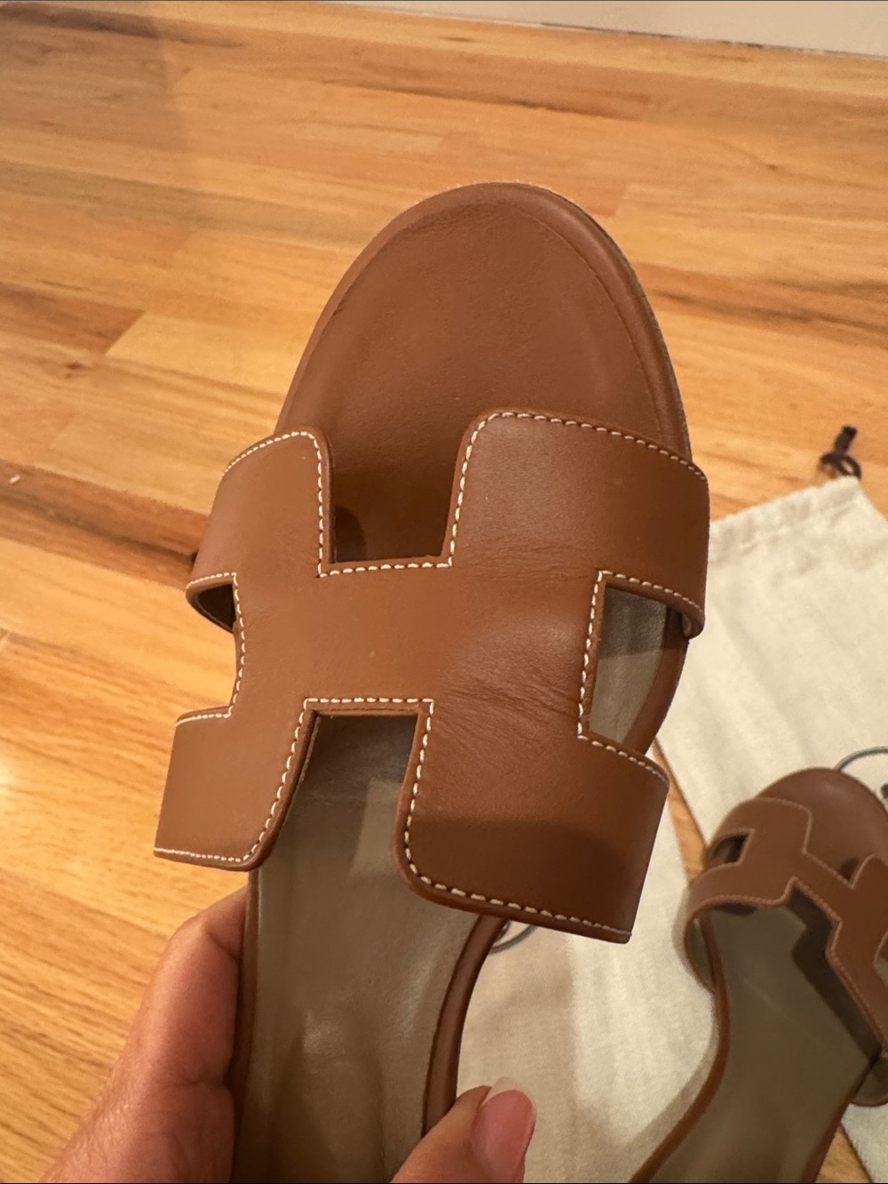 Hermes Brown Oasis Oran Leather Slide Sandals Size 10.5 Womens 41 Europe - Picture 11 of 12